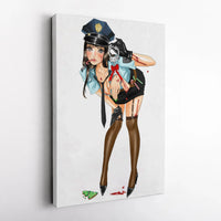Bloody Christmas Candy Cane Canvas Print, Anime Police Girl Canvas Art, Edgy Holiday Wall Decor, Dark Manga Canvas Wall Art, Otaku Fan Present