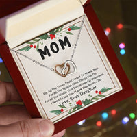 Cubic Zirconia Pendant, Mother Daughter Interlocking Hearts Necklace, Surgical Steel Mom Necklace, Christmas Birthday Keepsake Present for Her