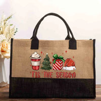 Retro Christmas Canvas Tote, Tis the Season Holiday Tote Bag, Festive Winter Shopping Bag, Holiday Season Reusable Cotton Tote Bag