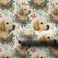 Watercolor Dog Gift Wrap, Golden Retriever Christmas Wrapping Paper, Golden Retriever Holiday Wrapping Paper, Adorable Pet Present Wrap
