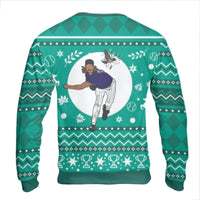 Humorous Sports Ugly Holiday Sweater, Baseball Pitcher Bird Strike Christmas Sweatshirt, Retro Baseball Xmas Sweatshirt, Gameday Fan Sweatshirt