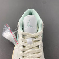 Low Top Sneakers, White Green Colorway, Lace Up Design, Casual Gift for Sneaker Fans