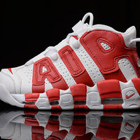 Sneakers, White Red Colorway, Lace Up Design, Casual Gift for Sneaker Fans