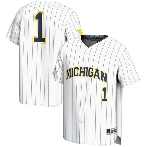 #1 Michigan Wolverines Lightweight Baseball Fashion Jersey - White