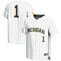 #1 Michigan Wolverines Lightweight Baseball Fashion Jersey - White