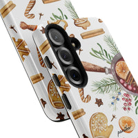 Holiday Baking Mulled Wine Watercolor Cover, Christmas Gingerbread Phone Case Samsung Galaxy, Festive Xmas Tough Samsung Case, Holiday Present