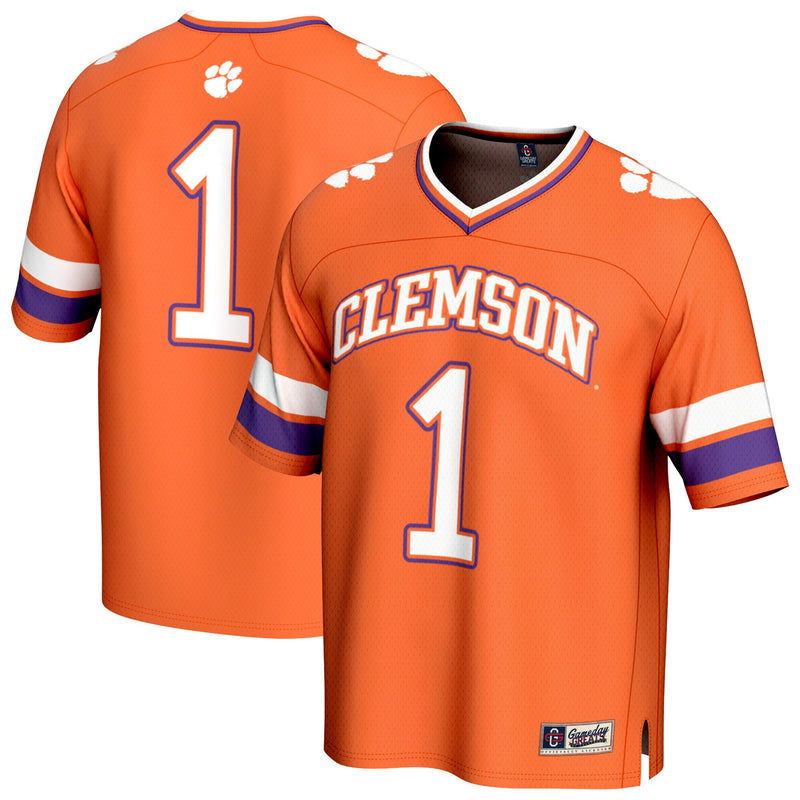 #1 Clemson Tigers Lightweight Collegiate Football Fashion Jersey - Orange