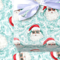 Sunglasses Santa Christmas Gift Wrap, Cool Santa Wrapping Paper, Tropical Holiday Present Paper