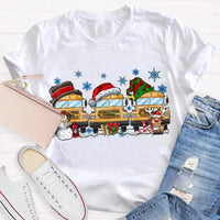 Snowflake Holiday Graphic T-Shirt, School Bus Christmas Shirt, Adorable Bus Driver Christmas Tee, Back to School Winter Holiday Shirt