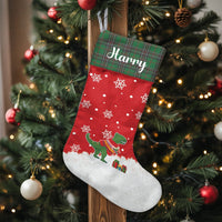 Custom Name T-Rex Holiday Stocking, Personalized Dinosaur Christmas Stocking, Adorable Dino Winter Stocking, Fireplace Decor, Kids Xmas Present