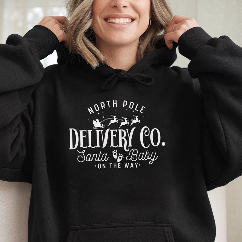 Christmas Pregnancy Announcement Sweatshirt, North Pole Delivery Co Hoodie, Holiday Maternity Pullover, Festive Expecting Mom Present