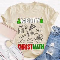 Math Holiday Equation Graphic Tee, Merry Christmath Humorous Math Teacher Shirt, STEM Educator Christmas T-Shirt, Math Lover Xmas Present