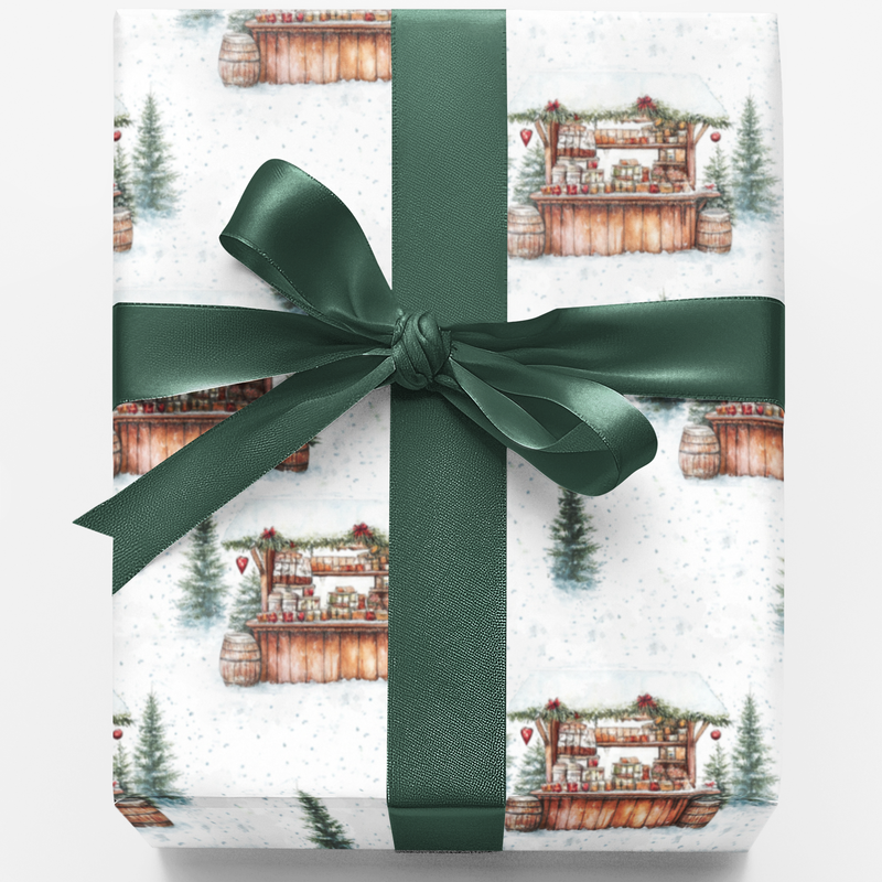 Winter Village Gift Wrap, Christmas Market Wrapping Paper, Comfy Holiday Wrapping Paper, Town Christmas Gift Wrap, Festive Present Paper