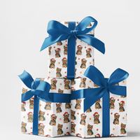 Terrier Dog Holiday Gift Wrap, Yorkie Christmas Wrapping Paper, Adorable Puppy Christmas Wrapping Paper, Pet Lover Gift Wrap Roll, Xmas Paper