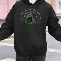Minimalist Tree Holiday Sweatshirt, All Is Calm All Is Bright Christmas Hoodie, Comfy Winter Graphic Hooded Sweater, Xmas Present for Her