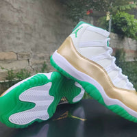 High Top Sneakers, White Green Gold Colorway, Lace Up Design, Casual Gift for Sneaker Fans