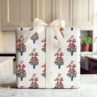 Biker Santa Claus Gift Wrap, Sunglasses Santa Motorcycle Wrapping Paper, Cool Santa Holiday Wrapping Paper, Christmas Motorcycle Gift Wrap