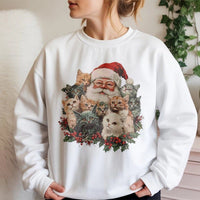 Retro Cat Lover Christmas Sweatshirt, Santa Claus and Kittens Sweatshirt, Holiday Kitten Crewneck, Vintage Xmas Pullover, Cat Sweatshirt