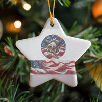 Star Shaped Ceramic Keepsake, Patriotic American Flag Eagle Ornament, Patriotic Christmas Ornament, Veteran American Eagle Decor