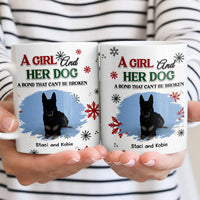 Custom Girl and Her Dog Ceramic Mug, Personalized Dog Lover Coffee Mug, Pet Loss Memorial Mug, Dog Mom Christmas Cup Present