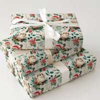 Santa Hat Animal Wrapping Paper, Christmas Otter Wrapping Paper, Holiday Holly Otter Gift Wrap, Festive Winter Present Wrapping Paper Roll