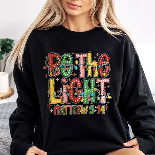 Christmas Lights Faith Sweater, Be the Light Matthew 5:14 Sweatshirt, Bible Verse Crewneck, Holiday Faith Sweatshirt, Christi