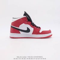 Retro Mid Top Basketball Shoes, Red White Black Colorway, Lace Up Design, Casual Gift for Shoe Lovers
