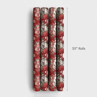 Adorable Santa Hat Gift Wrap, Christmas Monkey Wrapping Paper, Watercolor Animal Wrapping Paper, Red Winter Holiday Paper