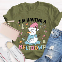 Humorous Winter Holiday Graphic Shirt, Meltdown Snowman Christmas T-Shirt, Adorable Melting Snowman Humor Xmas Tee, Present