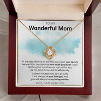 14k White Gold Finish Infinity Knot Necklace, Love Knot Necklace for Mom, Cubic Zirconia Pendant Necklace, Christmas Present from Daughter