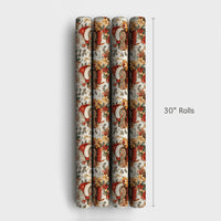 Vintage Floral Santa Gift Wrap, Tattooed Santa Wrapping Paper, Floral Christmas Wrapping Paper, Edgy Holiday Gift Wrap, Retro Xmas Paper