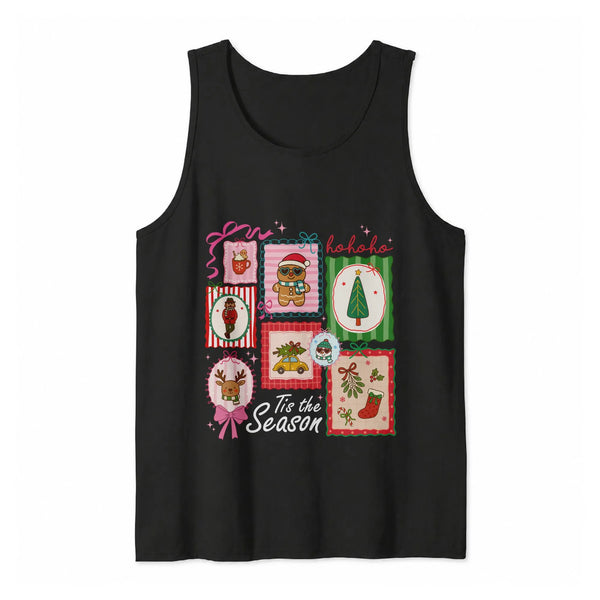 Gingerbread Reindeer Holiday Sleeveless Shirt, Tis the Season Christmas Tank Top, Adorable Festive Top, Holiday Season Presen