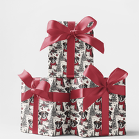 Winter Toile Dog Gift Wrap, Boxer Dog Christmas Wrapping Paper, Retro Boxer Holiday Wrapping Paper, Dog Lover Xmas Present Wrap Roll