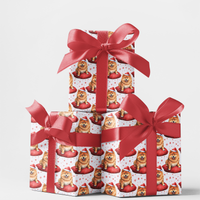 Dog in Santa Hat Wrapping Paper, Chow Chow Christmas Wrapping Paper, Festive Chow Puppy Gift Wrapping Paper, Dog Lover Xmas Present Wrap