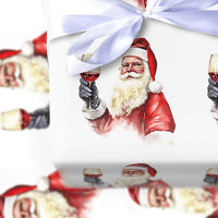 Humorous Red Wine Holiday Gift Wrap, Santa Toasting Wine Wrapping Paper, Drinking Santa Claus Wrapping Paper, Adult Christmas Wrapping Paper