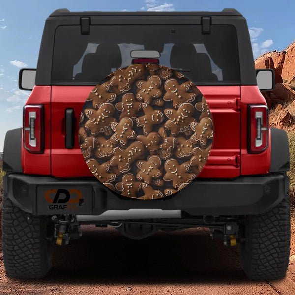 Festive Christmas Tire Cover, Gingerbread Cookie Spare Tire Cover, Holiday Winter Spare Tire Cover, Xmas Jeep SUV Holiday Pre