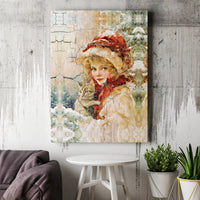 Vintage Winter Cat Wall Art, Victorian Girl with Cat Wall Art, Antique Christmas Wall Art, Holiday Home Decor, Printable Digital Download