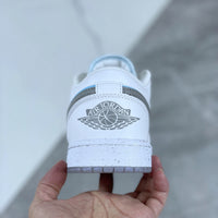 Low Top Sneakers, White Silver Colorway, Reflective Detail, Lace Up Design, Casual Gift for Sneaker Fans