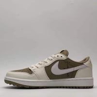 Golf Shoes, Olive Black Cream Colorway, Reverse Hook Design, Lace Up Design, Casual Gift for Shoe Lovers