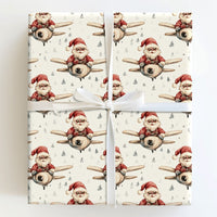 Vintage Pilot Christmas Gift Wrap, Airplane Santa Wrapping Paper, Whimsical Aviation Wrapping Paper, Aviation Holiday Wrapping Paper Roll