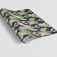 Berner Puppy Gift Wrap, Bernese Mountain Dog Wrapping Paper, Watercolor Dog Floral Gift Wrapping Paper, Dog Lover Christmas Present Wrap