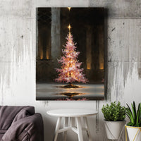 Impressionist Holiday Canvas Print, Pink Christmas Tree Canvas Wall Art, Festive Winter Canvas Decor, Seasonal Christmas Wall Art Present