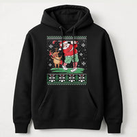 Humorous Golfer Holiday Sweatshirt, Santa Golf Ugly Christmas Hoodie, Reindeer Golf Hooded Pullover, Retro Xmas Sports Hoodie, Golfer Present