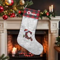 Custom Monogram Christmas Stocking, Personalized Buffalo Plaid Christmas Stocking, Rustic Plaid Holiday Stocking, Family Mantel Decor Present