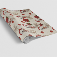 Santa Hat Poinsettia Dog Gift Wrap, White Pittie Christmas Wrapping Paper, Pitbull Holiday Wrapping Paper Roll
