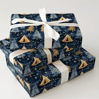 Christmas Tent and Tree Gift Wrap, Winter Camping Wrapping Paper, Rustic Holiday Wrapping Paper, Outdoorsy Present Wrap, Cabin Gift Wrap