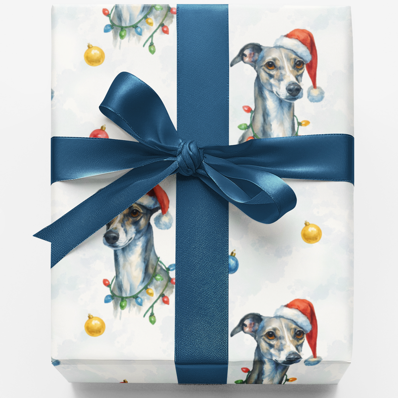 Iggy Dog Christmas Gift Wrap, Italian Greyhound Wrapping Paper, Adorable Sighthound Holiday Wrapping Paper, Pet Lover Xmas Gift Wrap Roll