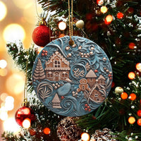 Village Gingerbread Holiday Ornament, Gingerbread House Christmas Ornament, Ceramic Gingerbread Tree Ornament, Festive Home Decor Present