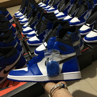Retro High Top Sneakers, Blue White Colorway, Lace Up Design, Casual Gift for Sneaker Fans