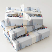 NYC Christmas Cityscape Gift Wrap, Snowy New York City Wrapping Paper, Watercolor Holiday Wrapping Paper, Winter City Gift Wrap Roll